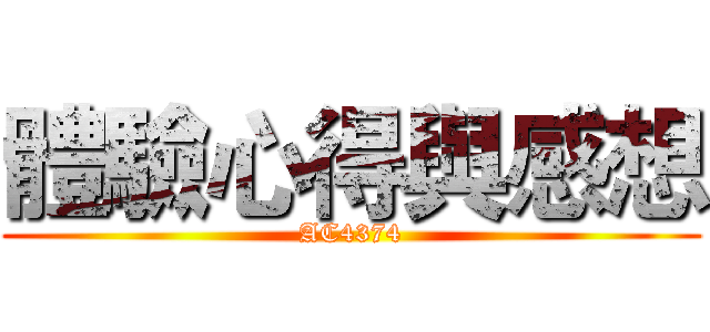 體驗心得與感想 (AC4374)