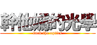 幹他媽的光學 (fuck the optics)