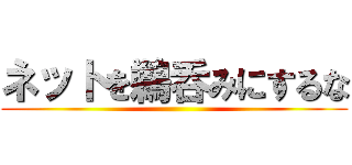 ネットを鵜呑みにするな ()