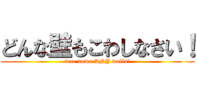 どんな壁もこわしなさい！ (tear down ANY walls!)