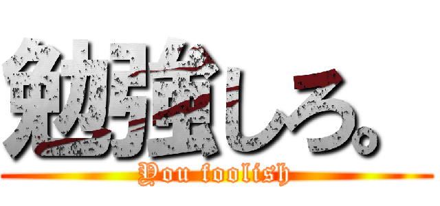 勉強しろ。 (You foolish)