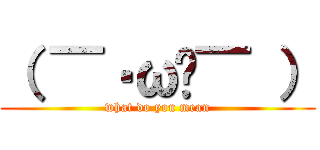 （ ▔•ω•▔ ） (what do you mean)