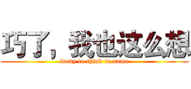 巧了，我也这么想 (lucky to think in same)