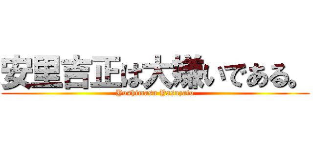 安里吉正は大嫌いである。 (Yoshimasa Yasuzato)