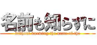 名前も知らずに (without knowing the name of the)