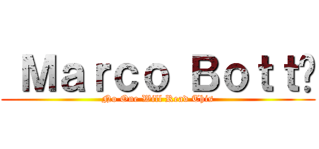  Ｍａｒｃｏ Ｂｏｔｔ  (No One Will Read This)