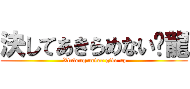 決してあきらめない鑫龍 ( Xinlong never give up)