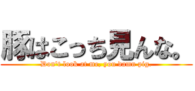 豚はこっち見んな。 (Don't look at me, you damn pig.)