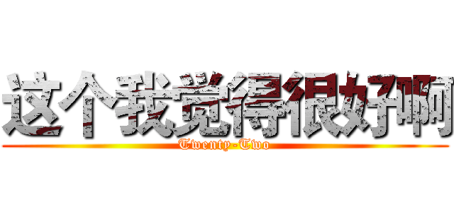 这个我觉得很好啊 (Twenty-Two)