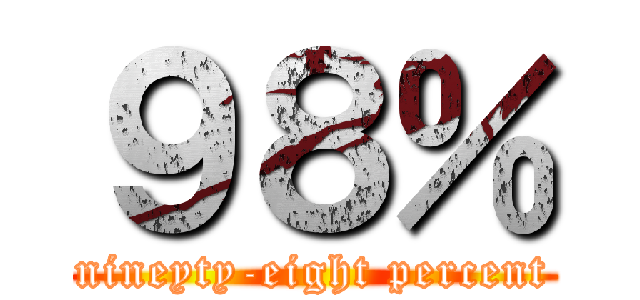 ９８％ (nineyty-eight percent)