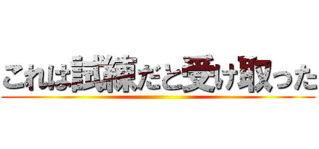 これは試練だと受け取った ()