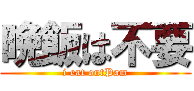 晩飯は不要 (i eat outPam)