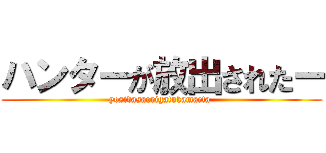 ハンターが放出されたー (yosidasaorigatukamaeta )