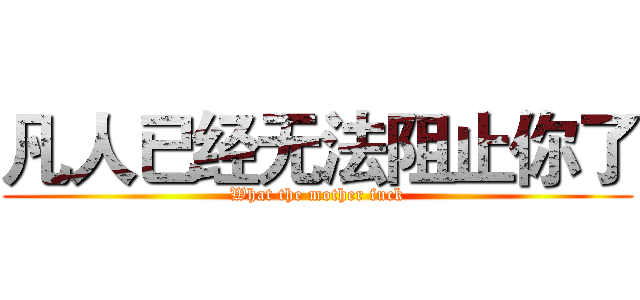 凡人已经无法阻止你了 (What the mother fuck)