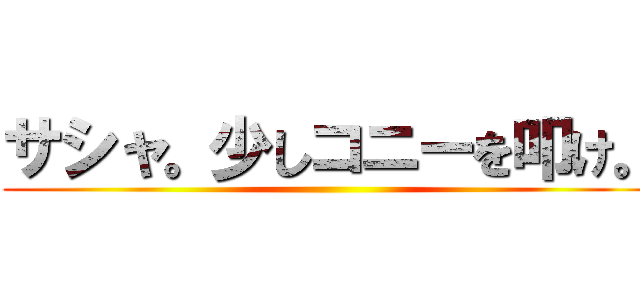 サシャ。少しコニーを叩け。 ()