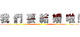 我 們 要 結 婚 啦！ ()