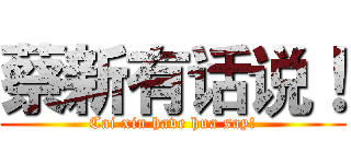 蔡新有话说！ (Cai xin have hua say!)