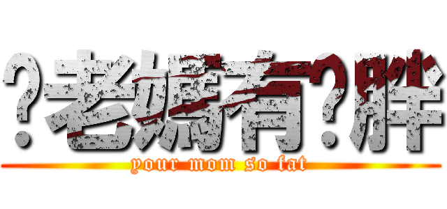 你老媽有夠胖 (your mom so fat)