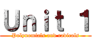 Ｕｎｉｔ １ (Polynomials and radicals)