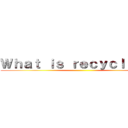 Ｗｈａｔ ｉｓ ｒｅｃｙｃｌｉｎｇ？ ()