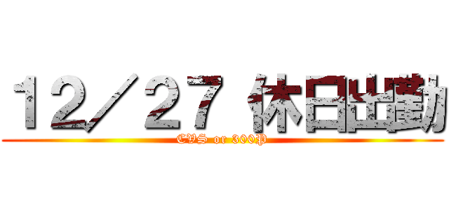 １２／２７ 休日出勤 (CVS or 300P)