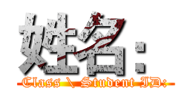 姓名： (Class \ Student ID:)