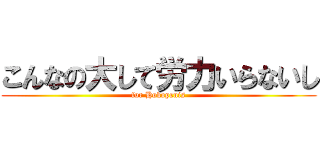 こんなの大して労力いらないし (for Hokopenis)