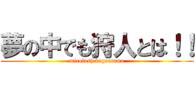夢の中でも狩人とは！！ (micolash kagoatama)