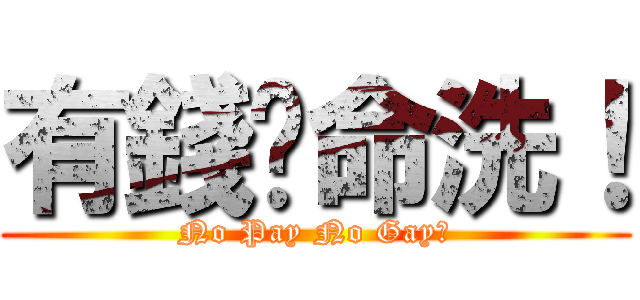 有錢冇命洗！ (No Pay No Gay！)