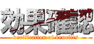 効果確認 (verification of benefits)