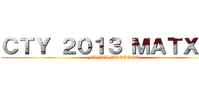 ＣＴＹ ２０１３ ＭＡＴＸ    (  FINAL PROJECT :)