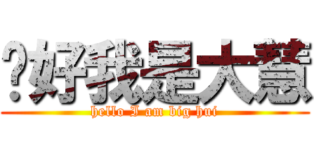 你好我是大慧 (hello I am big hui)