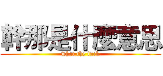 幹那是什麼意思 (what the fuck)