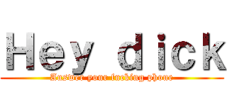 Ｈｅｙ ｄｉｃｋ (Answer your fucking phone)