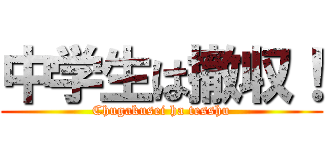 中学生は撤収！ (Chugakusei ha tesshu)