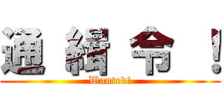 通 緝 令 ！ (Wanted!)