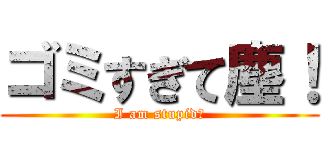 ゴミすぎて塵！ (I am stupid?)