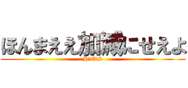 ほんまええ加減にせえよ (H・E・S)