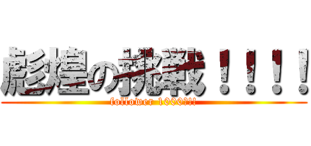 彪煌の挑戦！！！！ (follower 1000人!!)