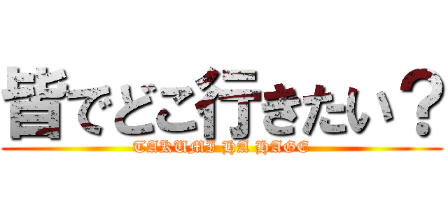 皆でどこ行きたい？ (TAKUMI HA HAGE)