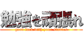 勉強を頑張れ (good luck with your studies)