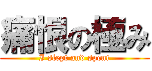 痛恨の極み (I slept and spent)