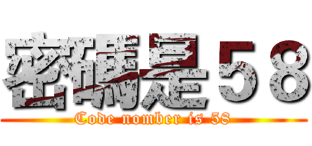 密碼是５８ (Code nomber is 58)