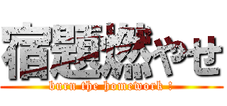 宿題燃やせ (burn the homework !)