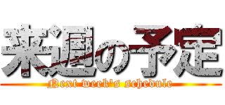 来週の予定 (Next week's schedule)