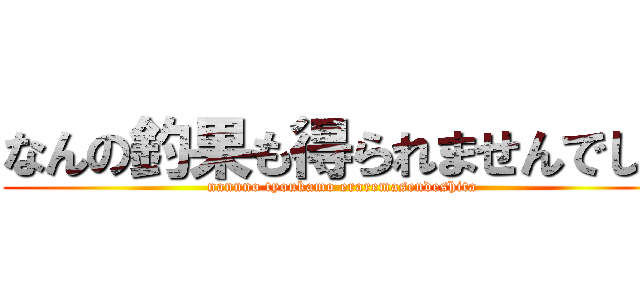 なんの釣果も得られませんでした (nannno tyoukamo eraremasendeshita)