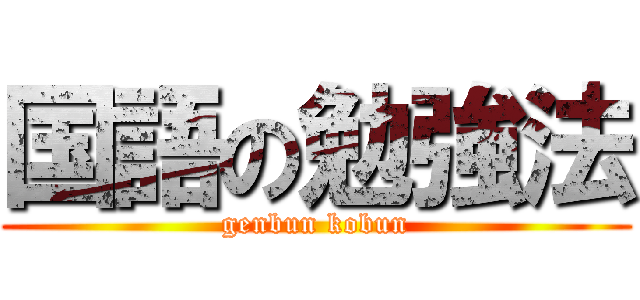 国語の勉強法 (genbun kobun)