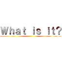 Ｗｈａｔ ｉｓ ｉｔ？ ()