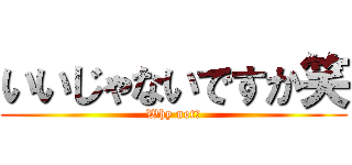 いいじゃないですか笑 (Why not?)