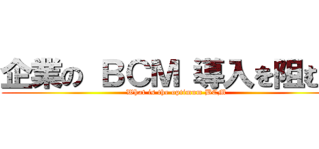 企業の ＢＣＭ 導入を阻む壁 (What is the optimum BCM)